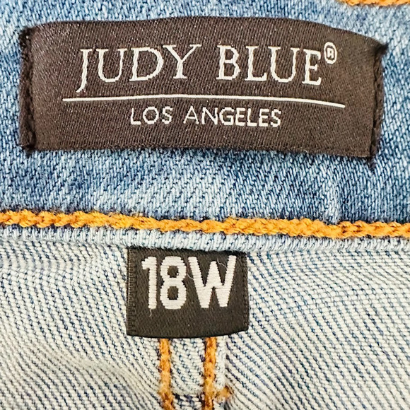 Judy Blue 90s Straight Cargo Jeans Womens 18W Blue High Rise Denim Medium Wash - Picture 6 of 9
